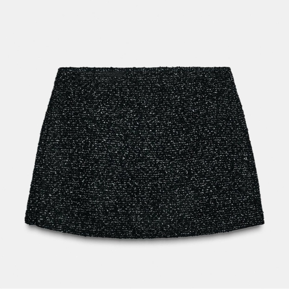 Zara Elegant Black Tweed High Waisted Skort